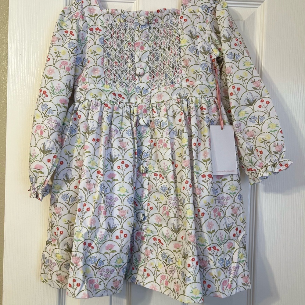 Cecil & Lou Floral Kids Dress with Smocked Bodice